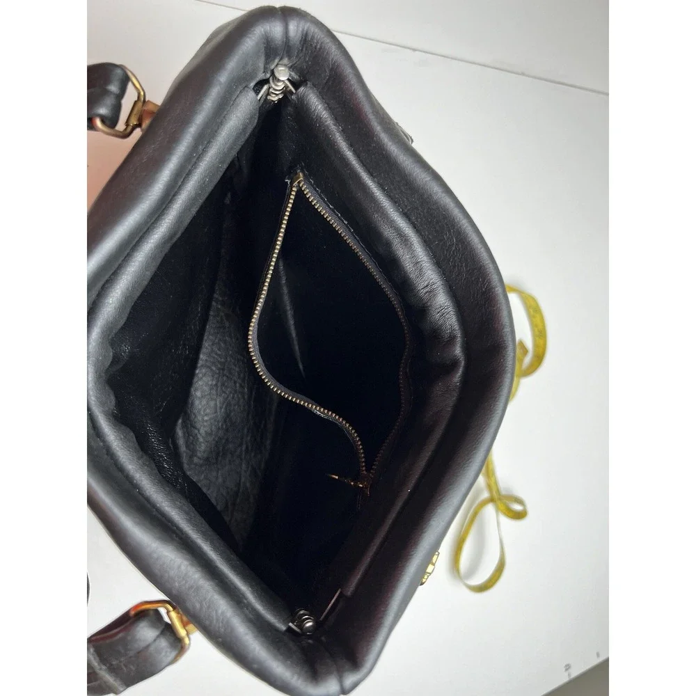 DEER WEAR BRAND Vintage Genuine Deerskin Soft Black Leather Shoulder Purse Bag